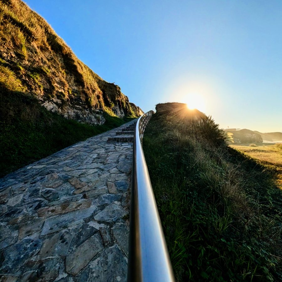 Coastal path at sunset, shot by Ian Thistleton